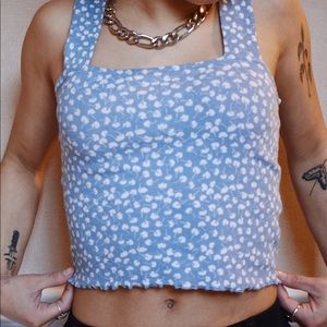 Blue floral PacSun tank top